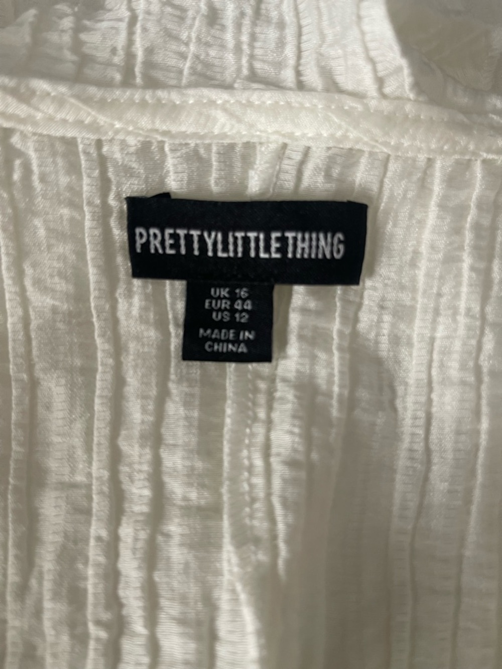 PrettyLittleThing Ruffled Tie-Front Sheer Blouse - Cream - Picture 6 of 7